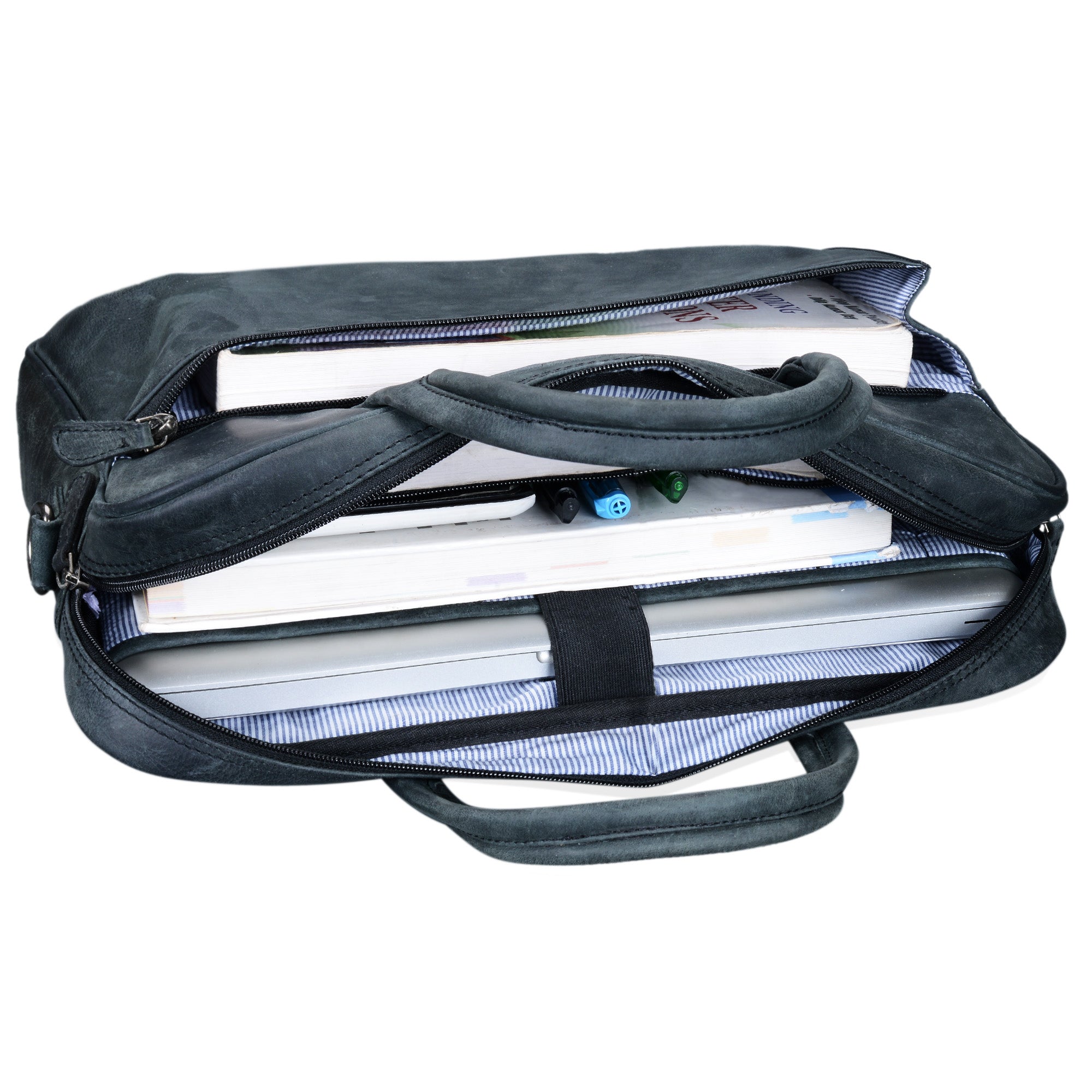 Graue Leder Aktentasche