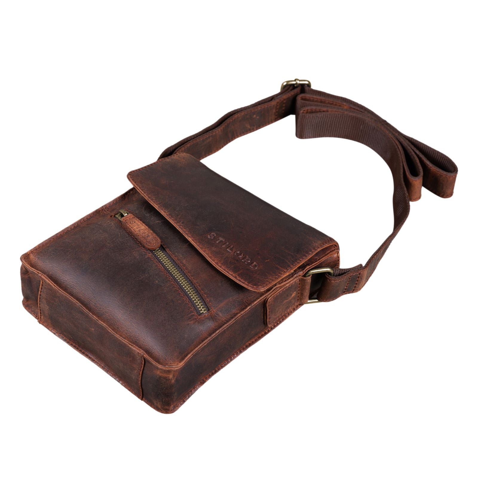 Braune Leder Cross Over Bag Mann