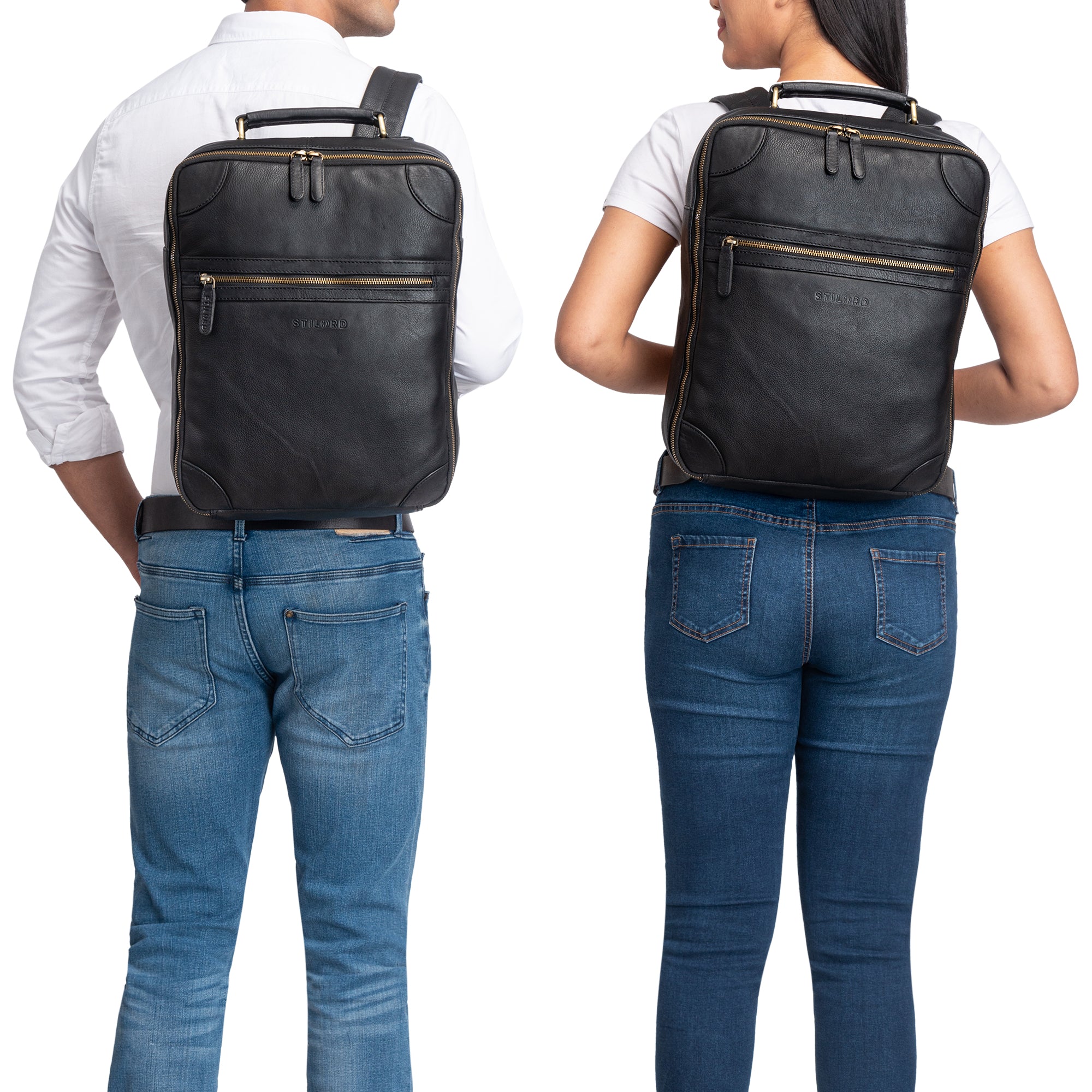 Daypack Vintage Leder schwarz