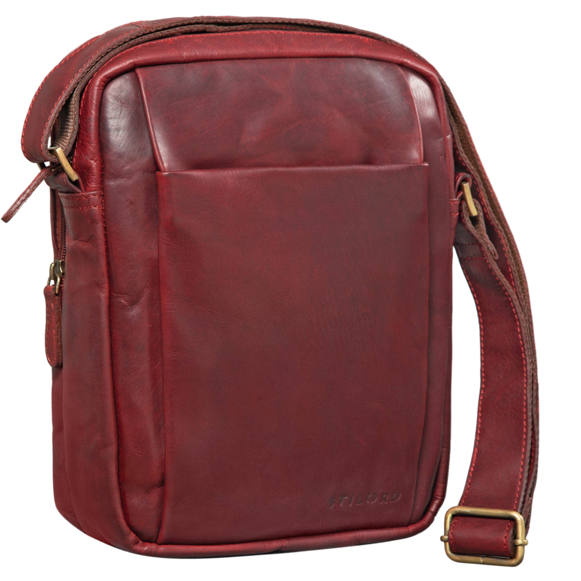 Leder Messenger Bag rot klein