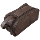 Vintage Kulturtasche Leder dunkelbraun