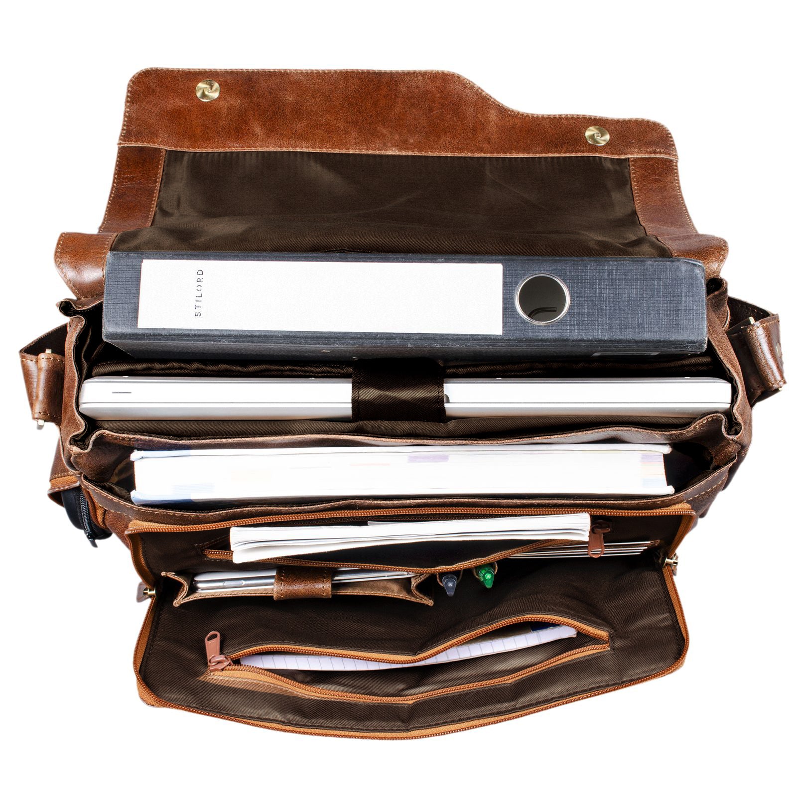 Vintage Ledertasche mit 15.6 Zoll Laptopfach