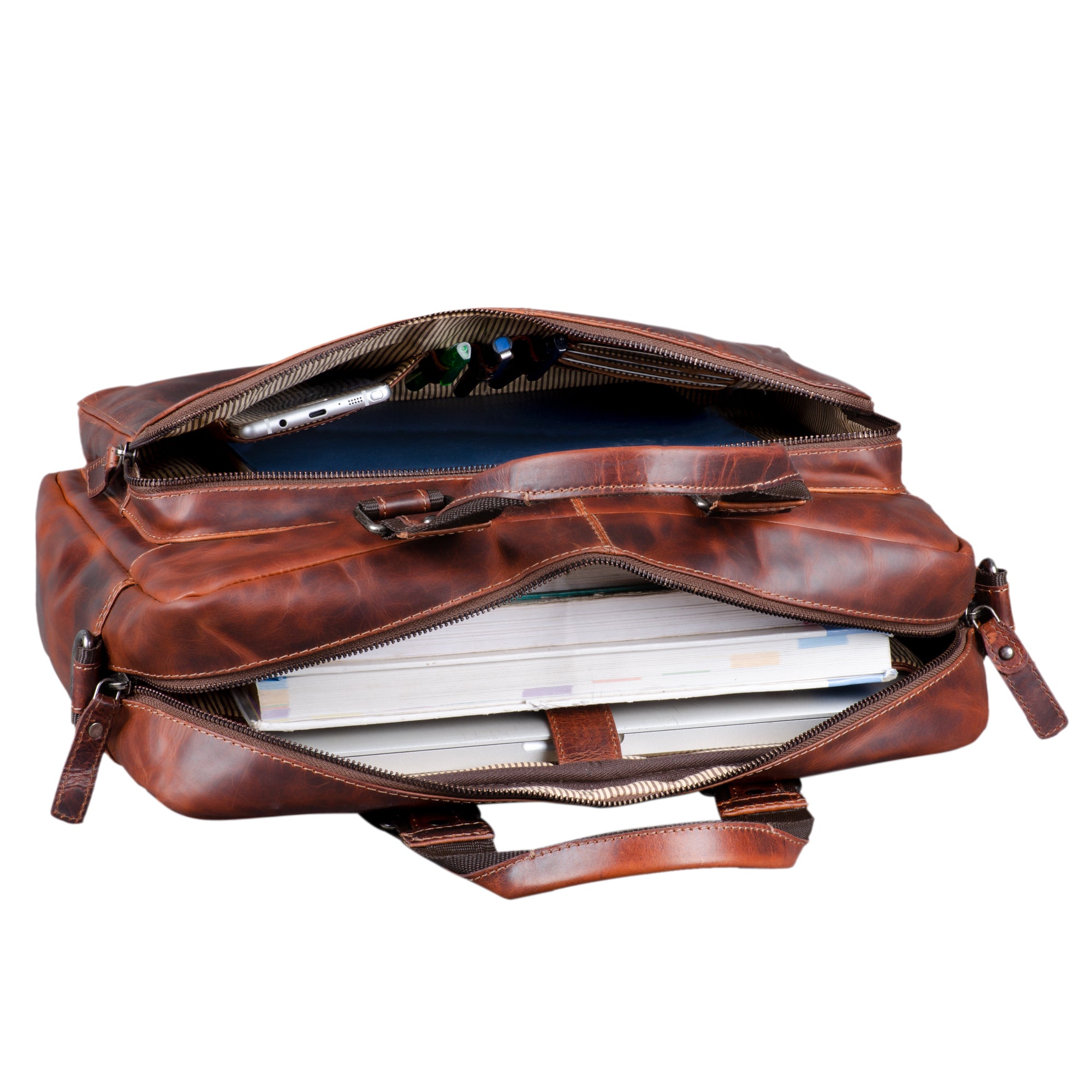 Große Leder Aktentasche Vintage braun