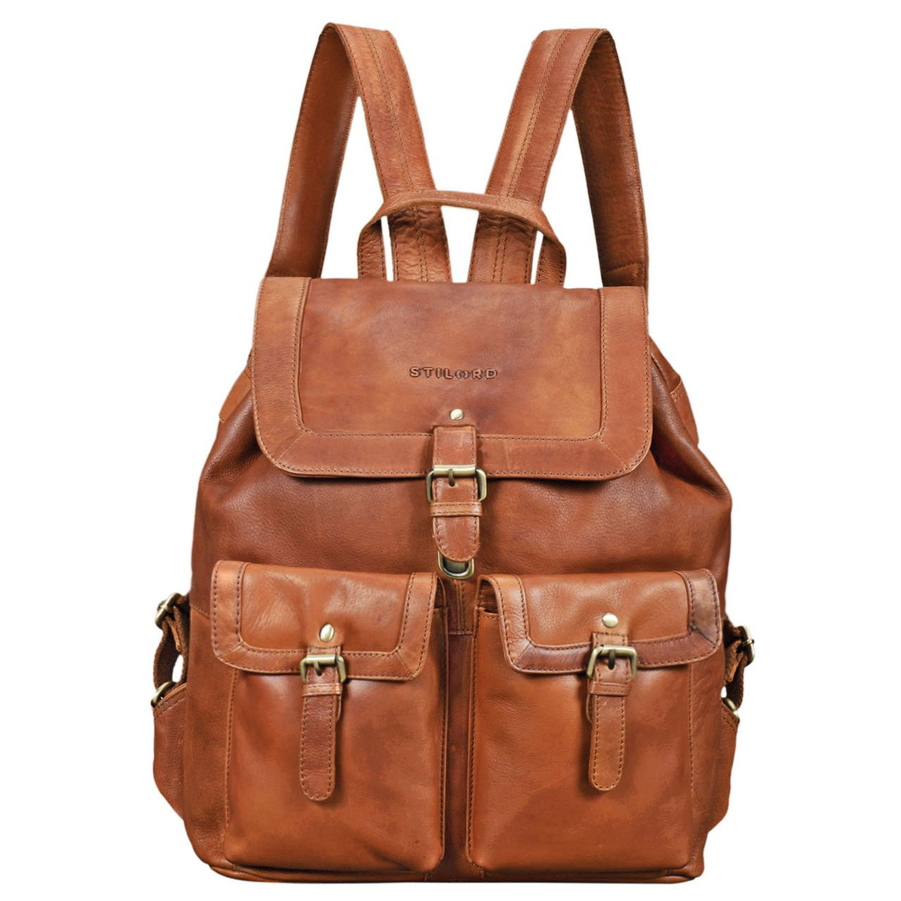 Brauner Damenrucksack Leder Vintage