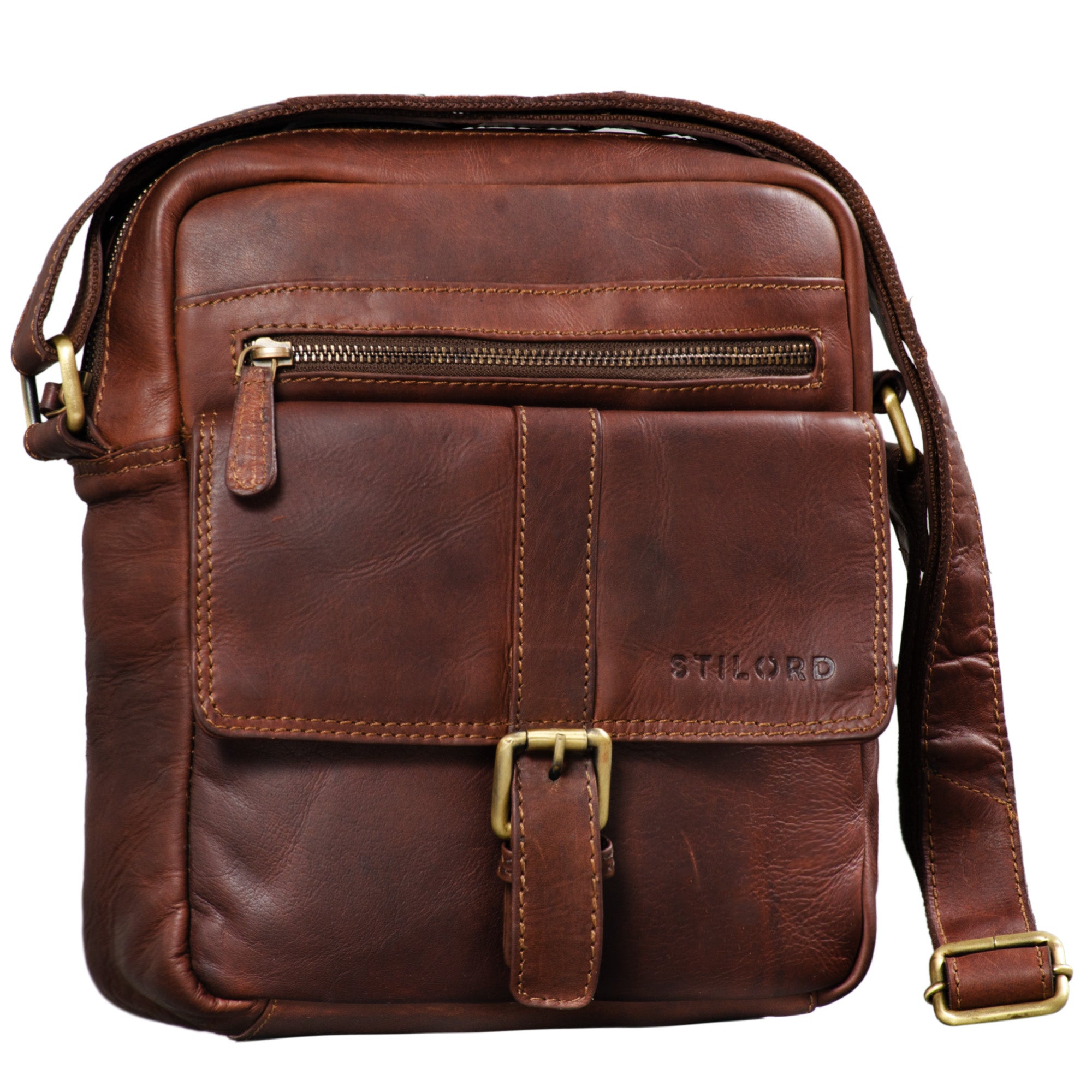Leder Schultertasche Vintage Braun