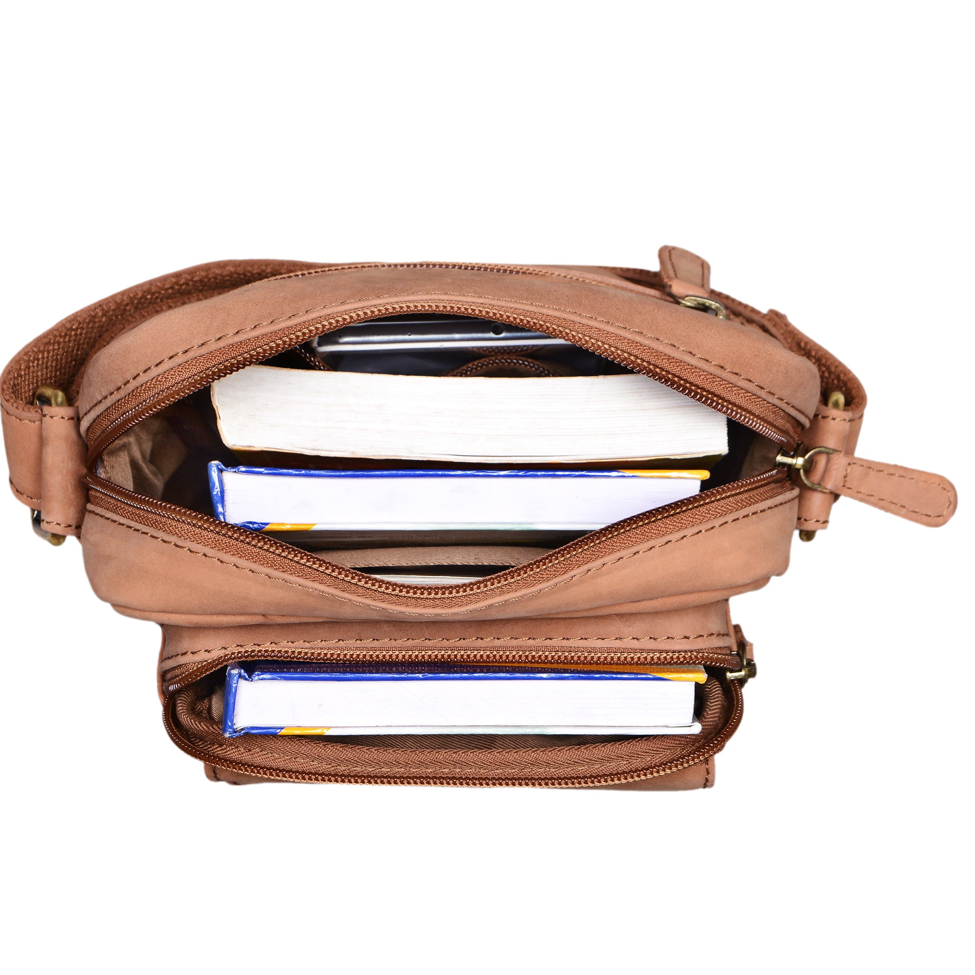 Kleine Ledertasche zum Umhängen braun