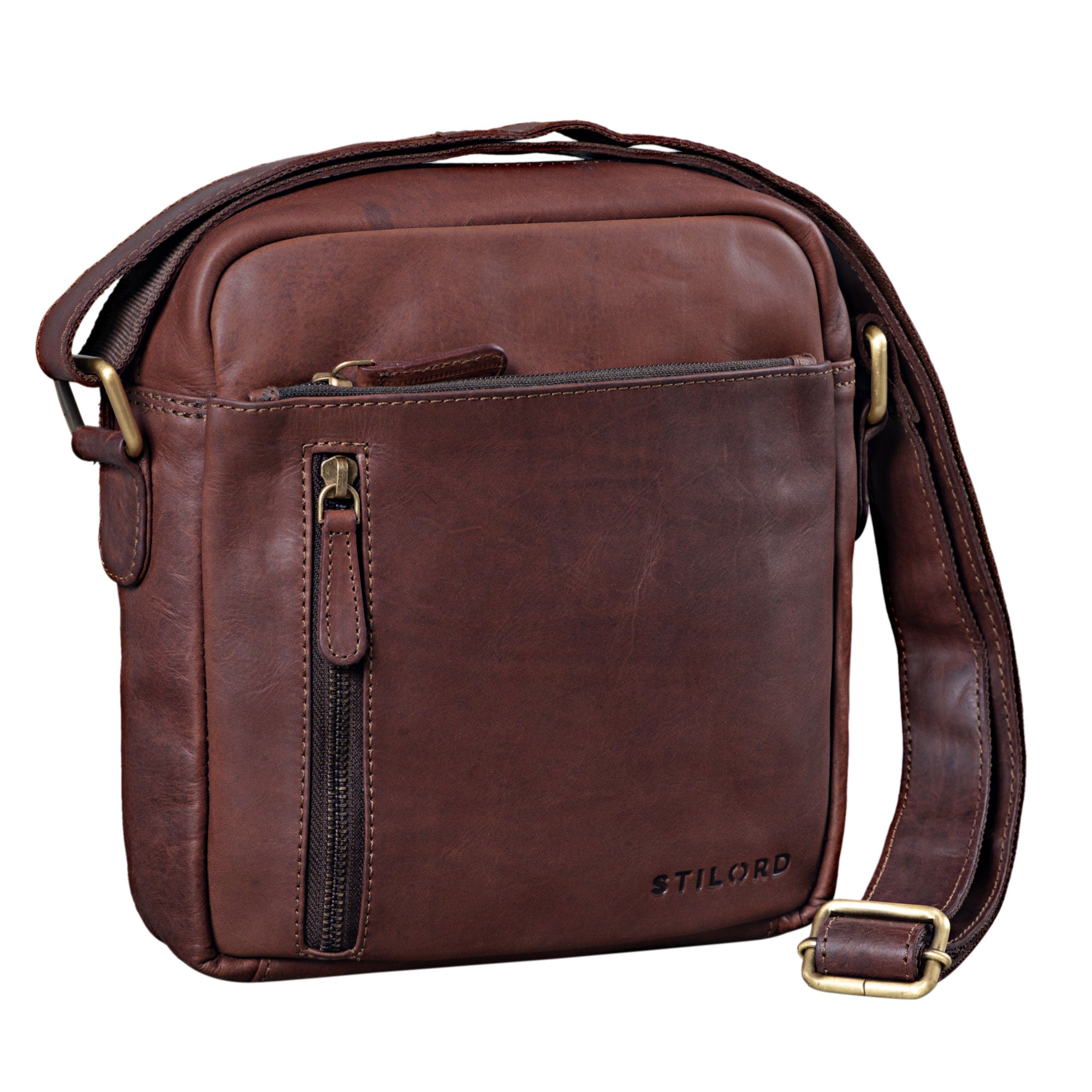 Messenger Bag Leder Vintage dunkel-braun