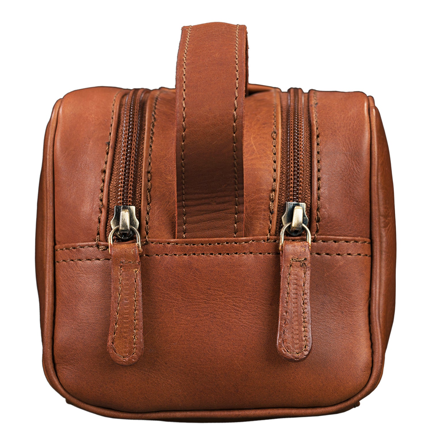 Waschtasche echtes Leder cognac