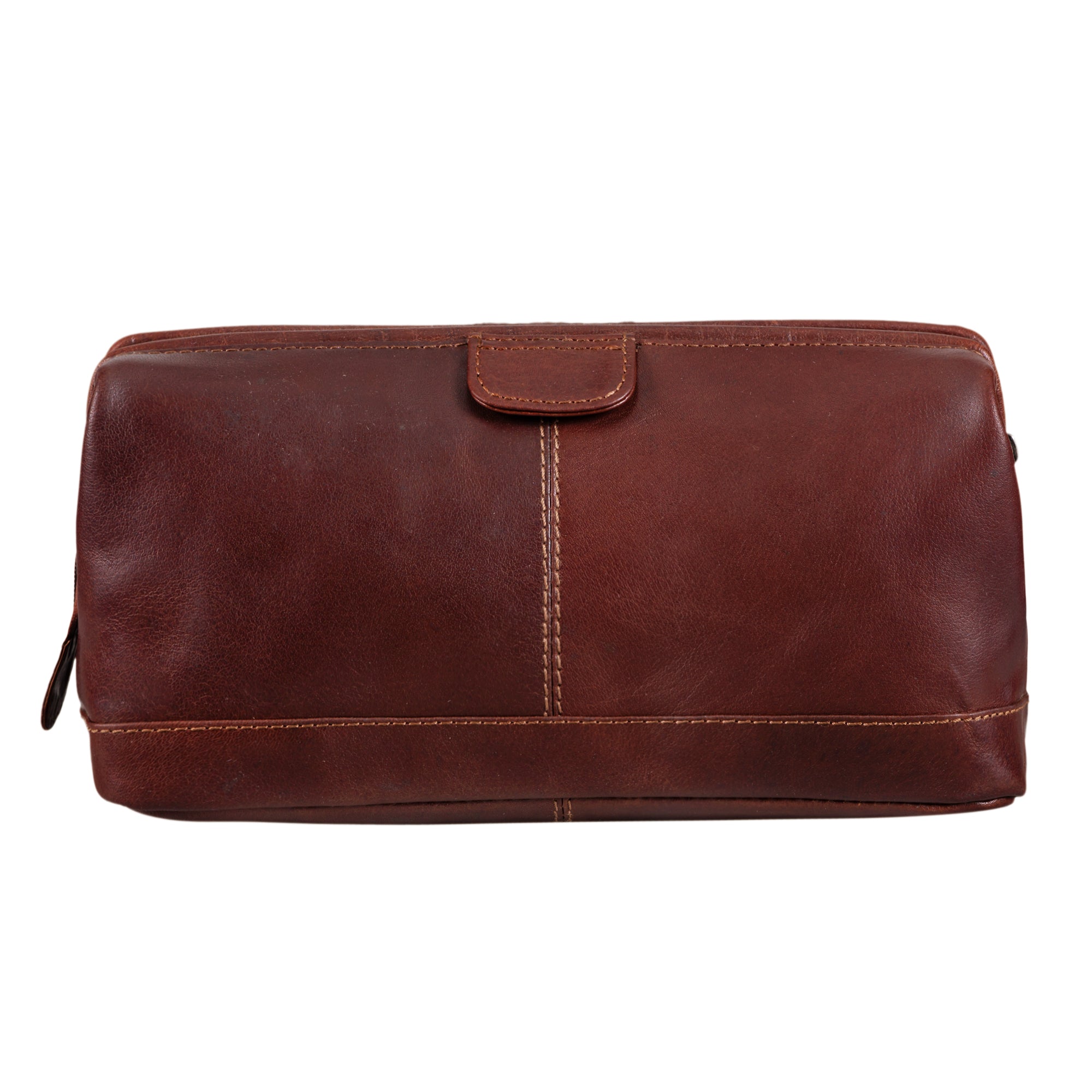 Leder Wash Bag Vintage braun groß
