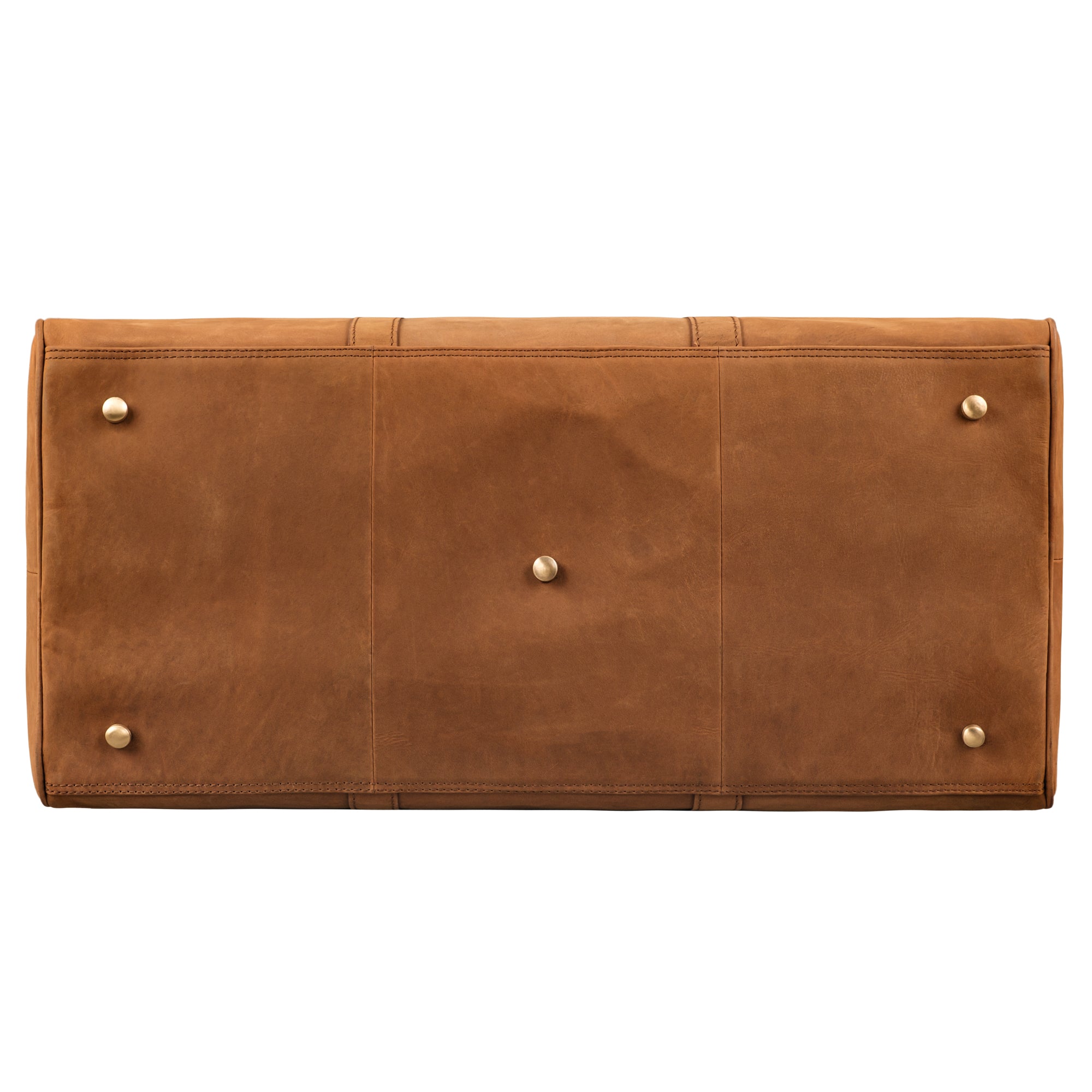 Weekender Leder braun mit Füßen aus der Bodensicht