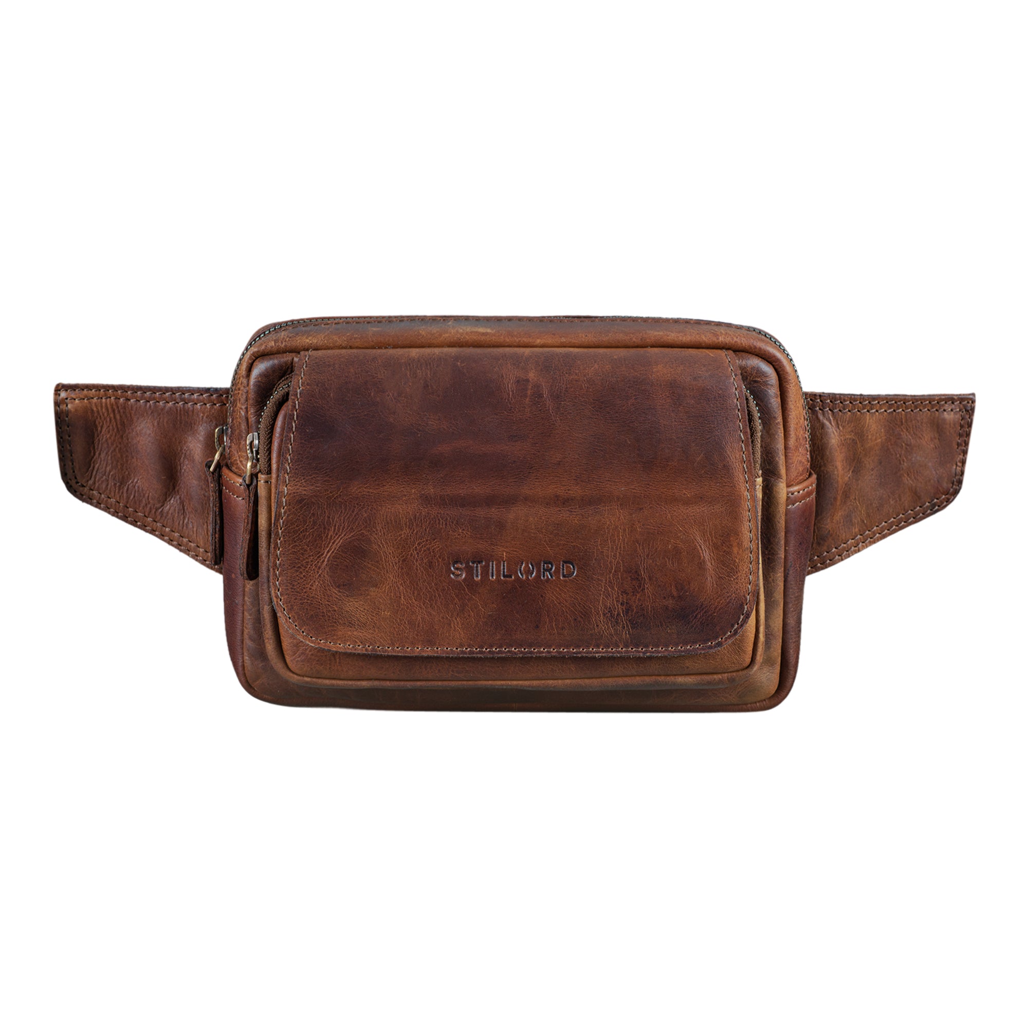 Grosse Bauchtasche Retro Leder braun