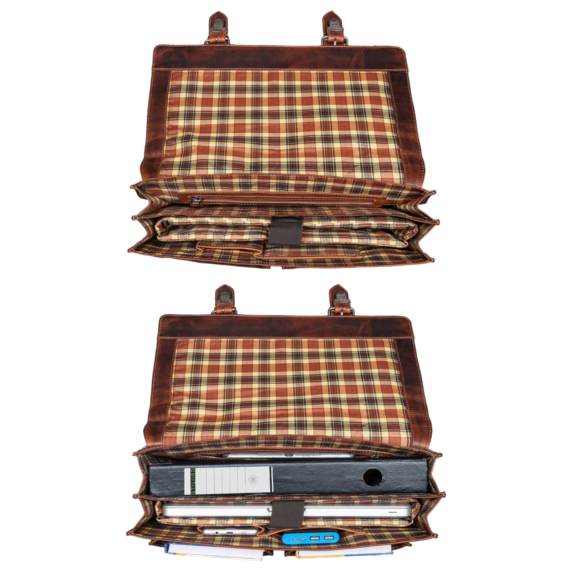 Leder Aktentasche Cognac
