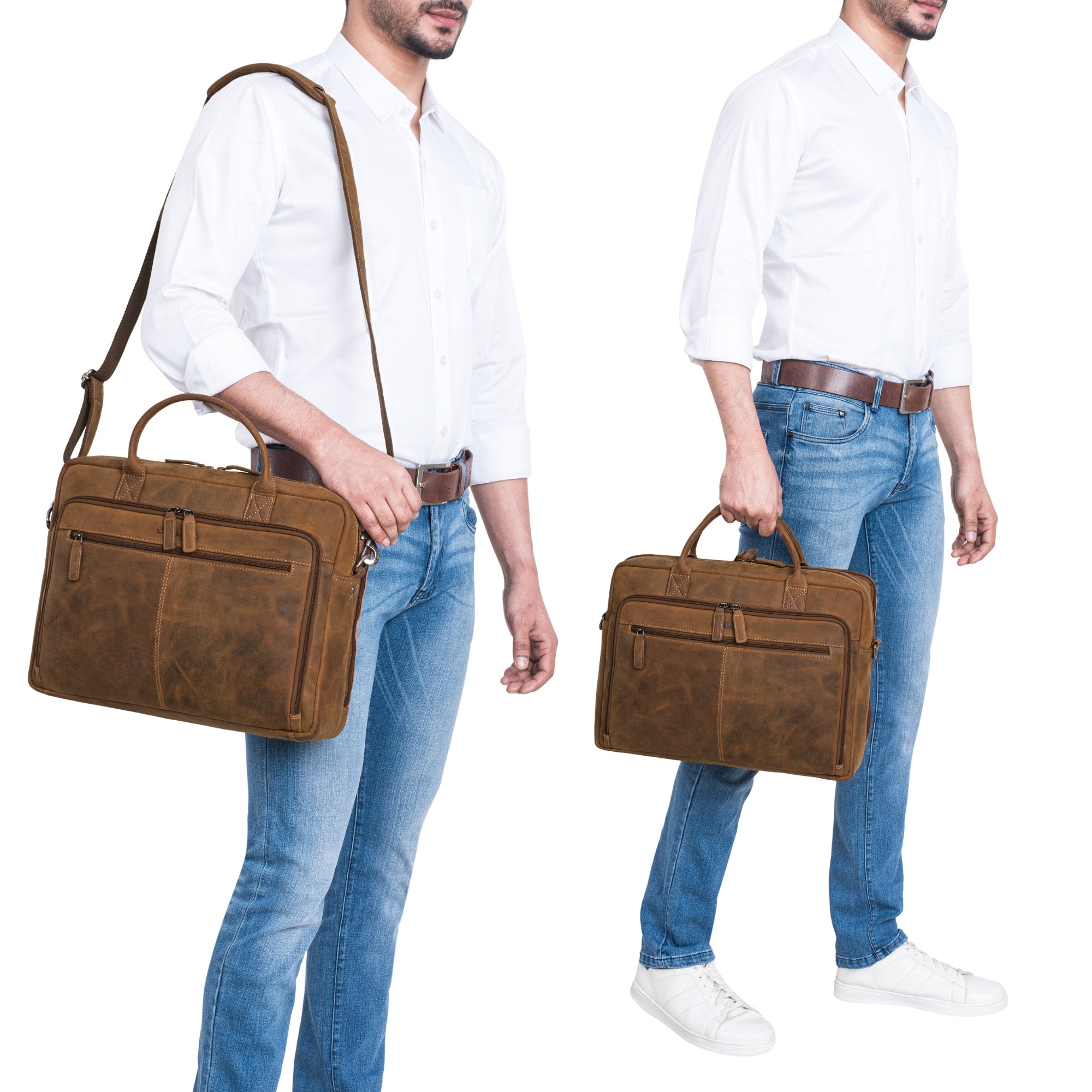 Arbeitstasche Leder Herren Braun Groß