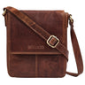 "Bari" Vintage Leather Shoulder Bag for Men Medium Vertical Crossbody Messenger Bag Fits 8-Inch Tablet and A5 Documents