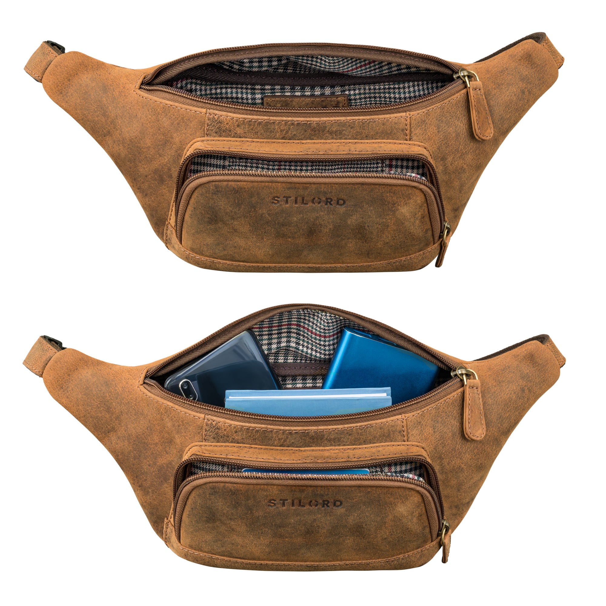 leder bauchtasche für damen braun