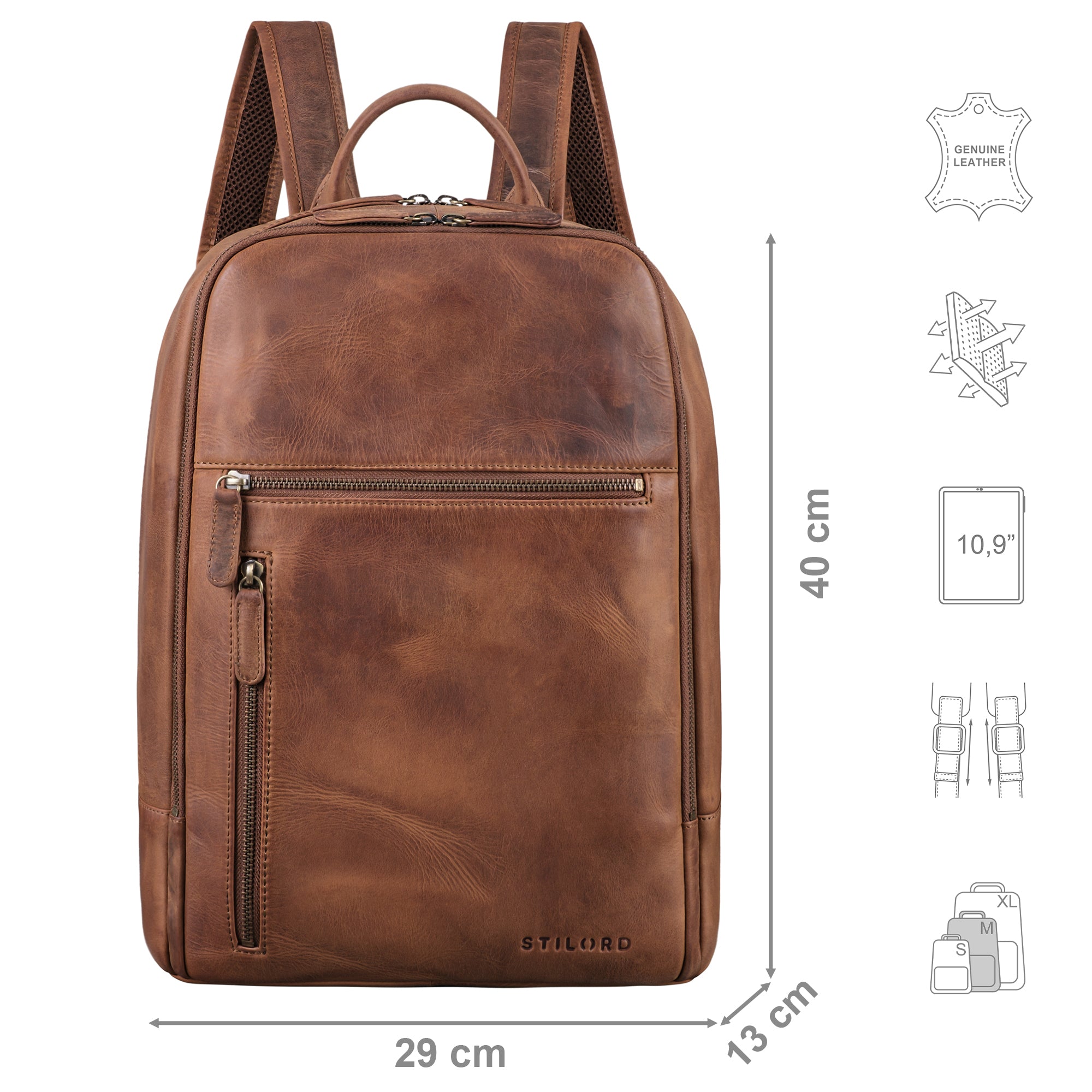 brauner Leder Rucksack für Damen und Herren
