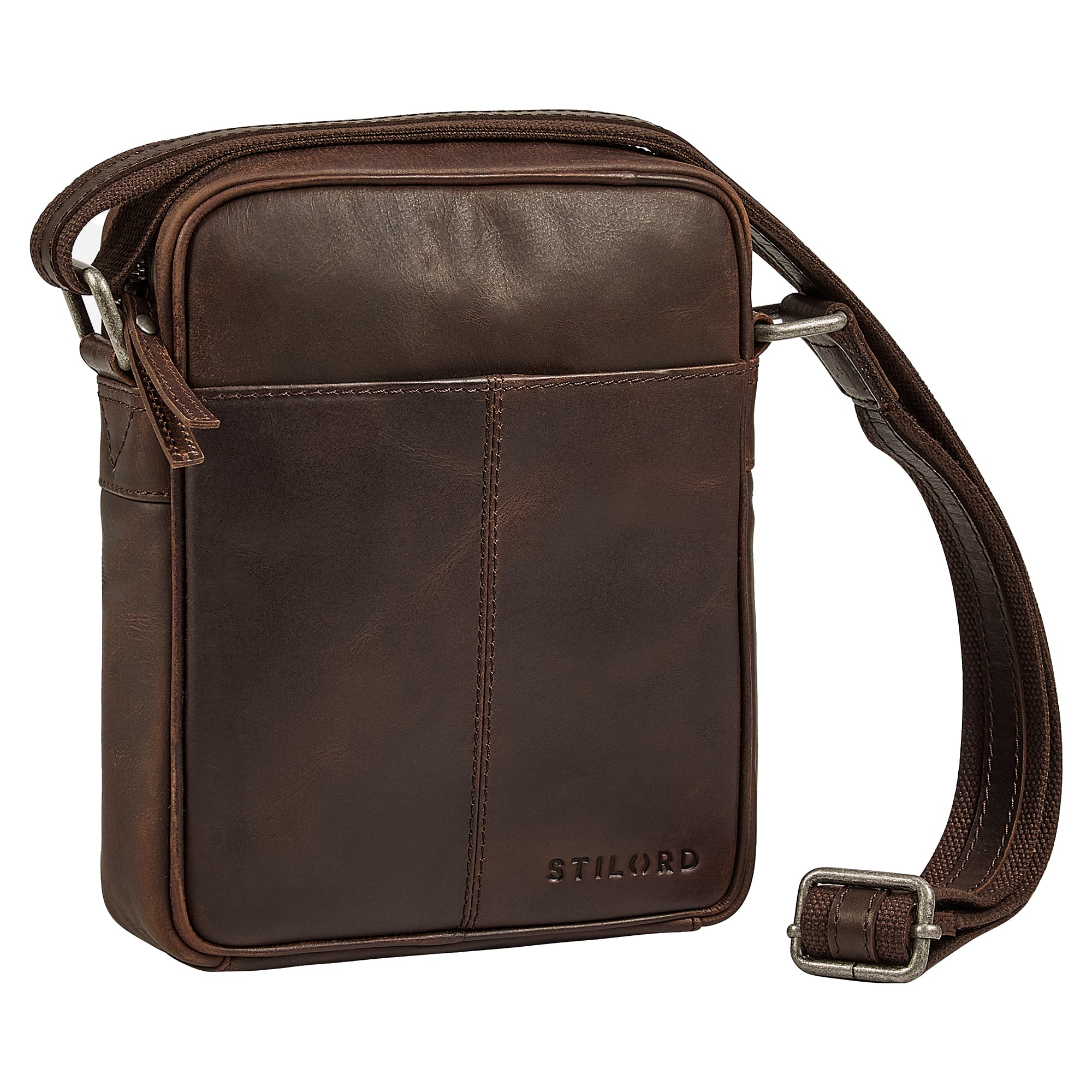 echtleder crossbody bag klein dunkelbraun