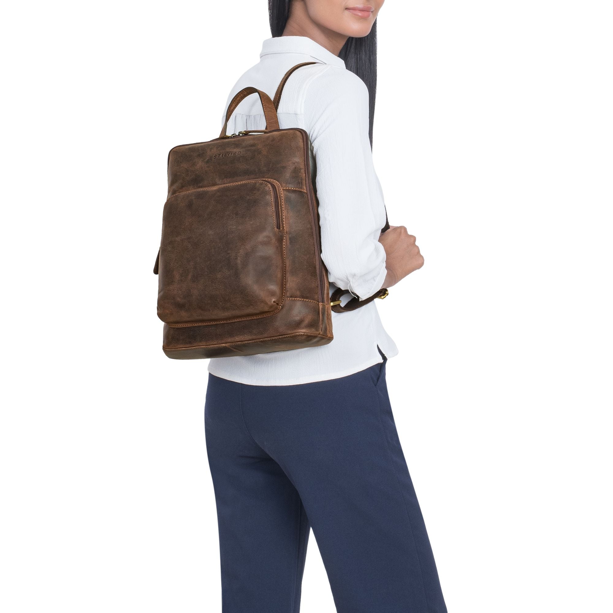 Leder Rucksack Braun Damen Diebstahlsicher