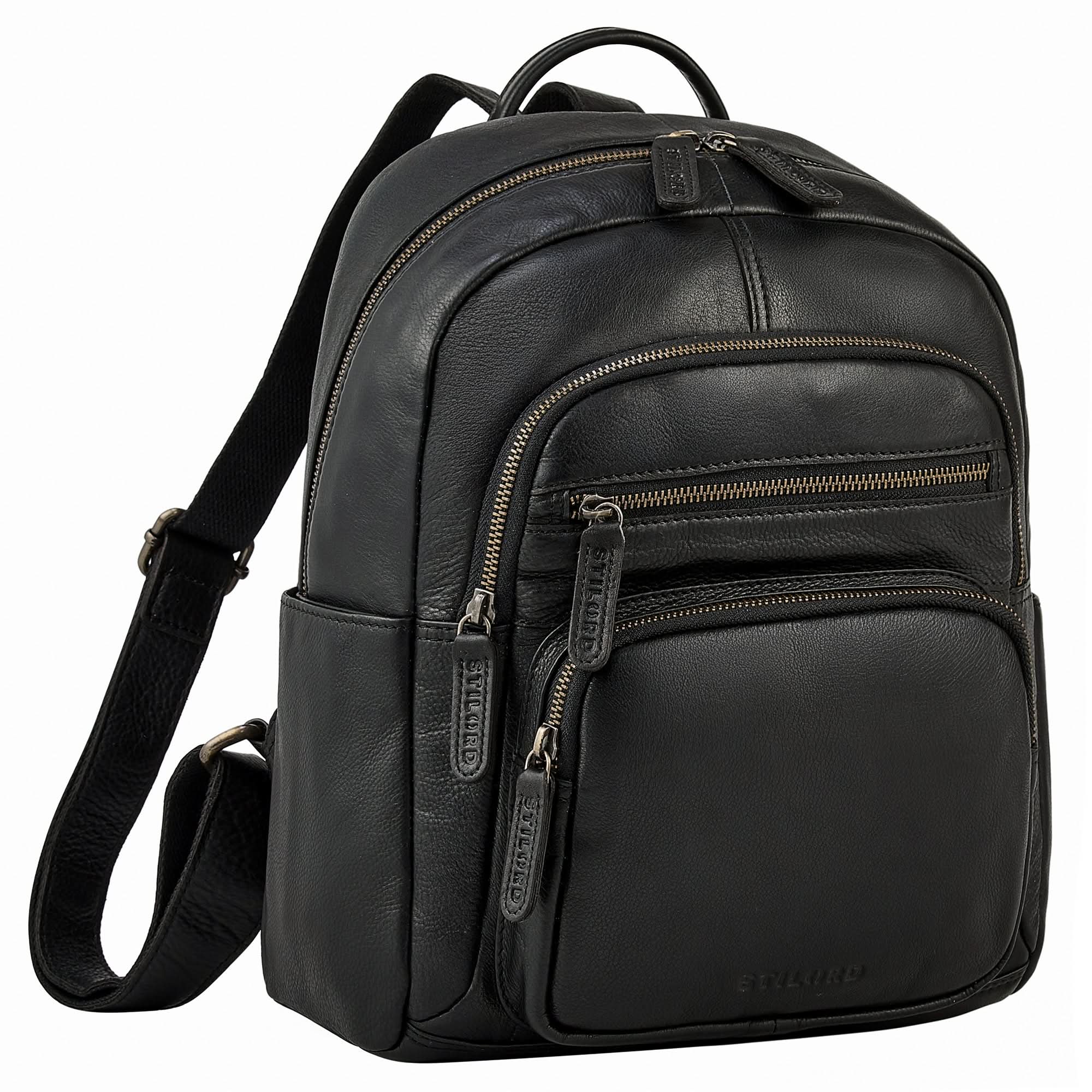 Black City Backpack Women's Leather Small Leather Backpack for 13 Inch Foo