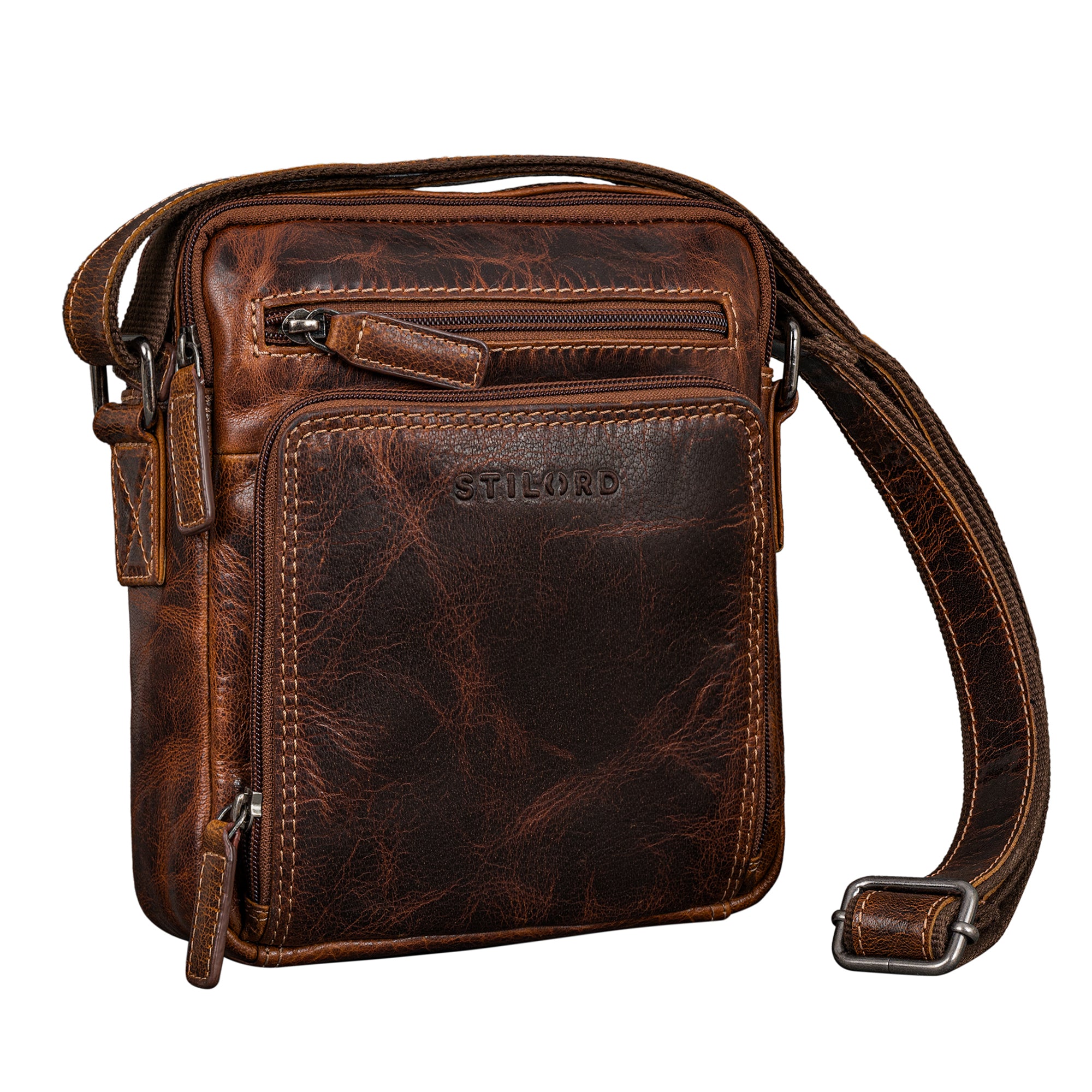 Leder Handtasche Echt Leder dunkelbraun herren