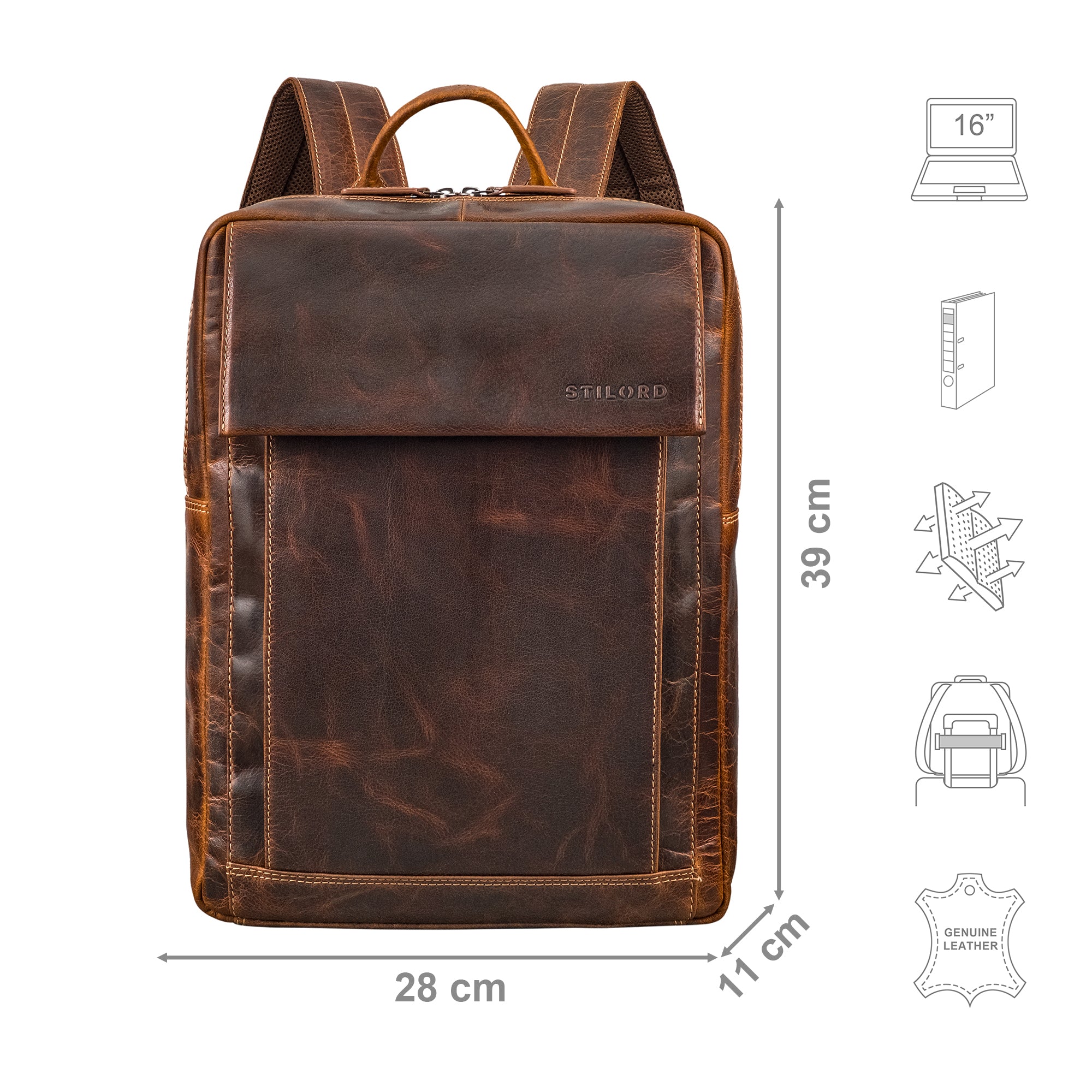 braun Rucksack echt Leder für Damen