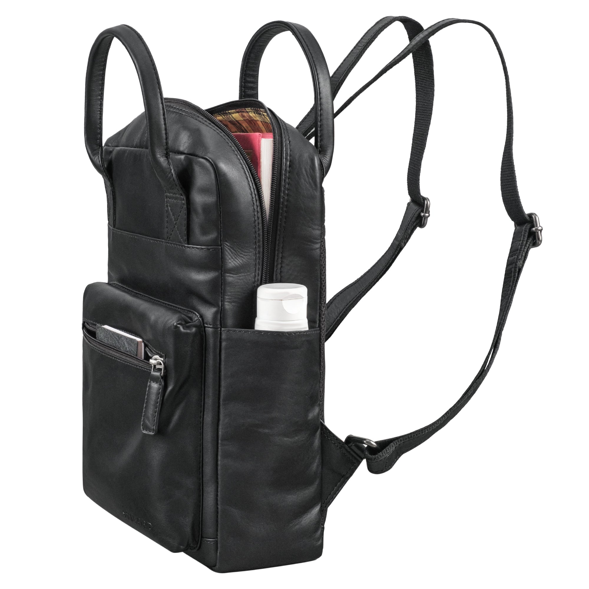 damen rucksack echt leder schwarz