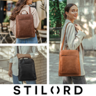 echt leder 2 in 1 handtasche rucksack cognac