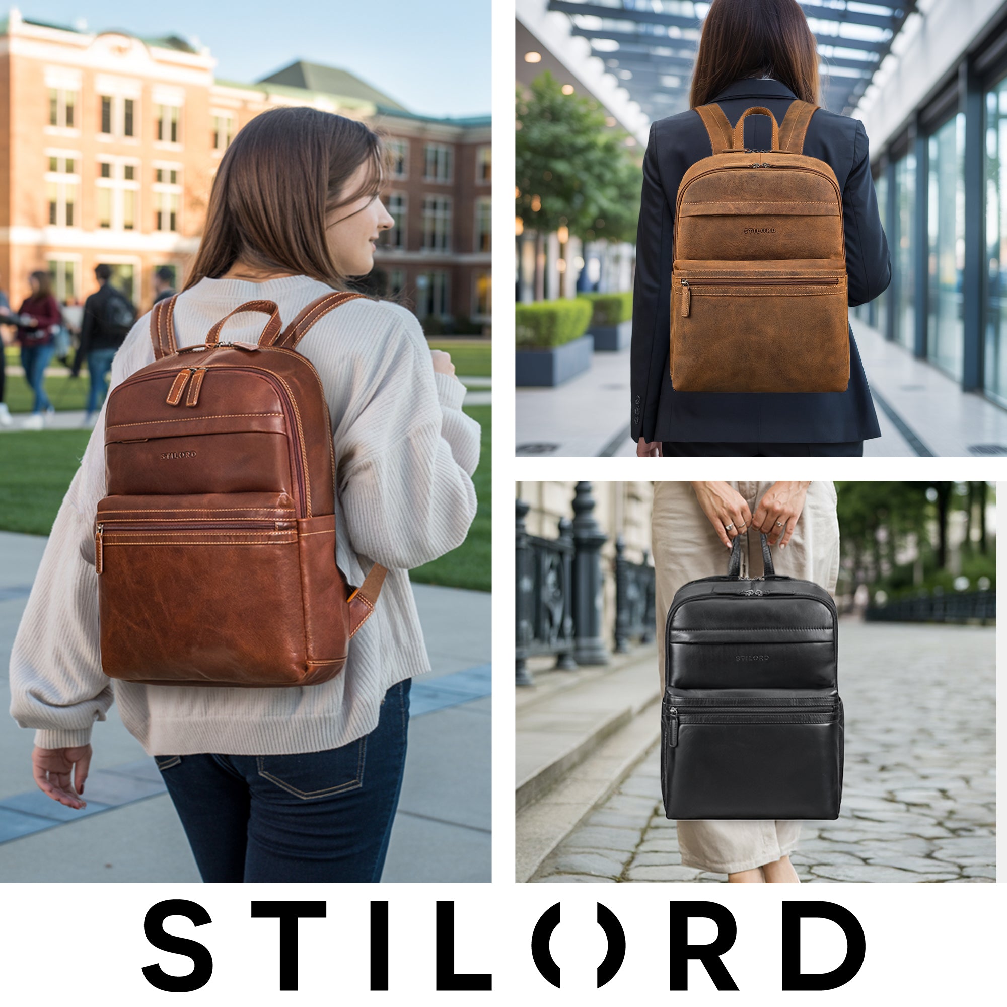 Dunkelbrauner Echtleder Laptoprucksack 15.6 Zoll für Damen
