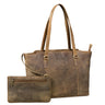 "Livia" Real Leather Shopper Bag for Women 2-Piece Set with Wallet