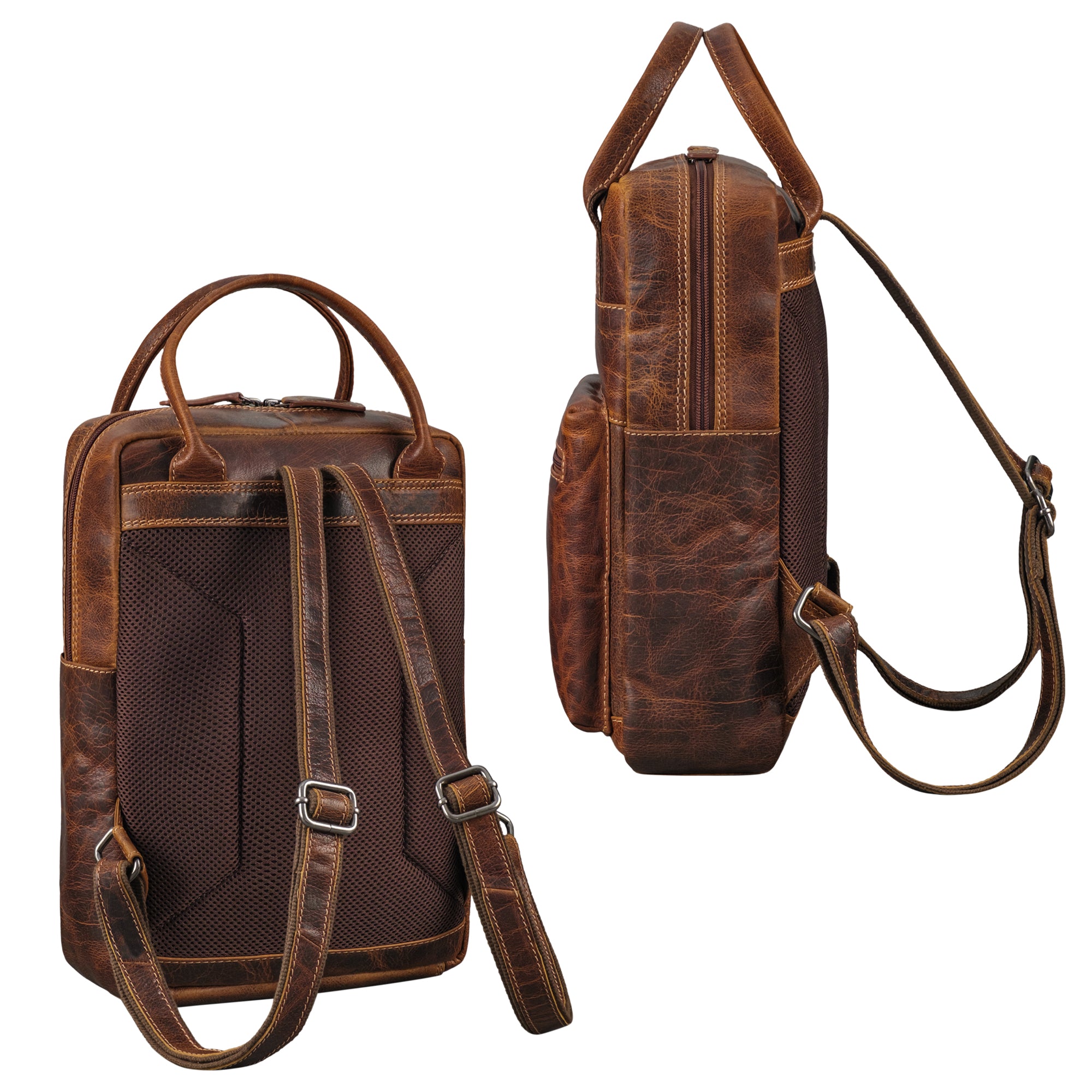damen rucksack echt leder  braun