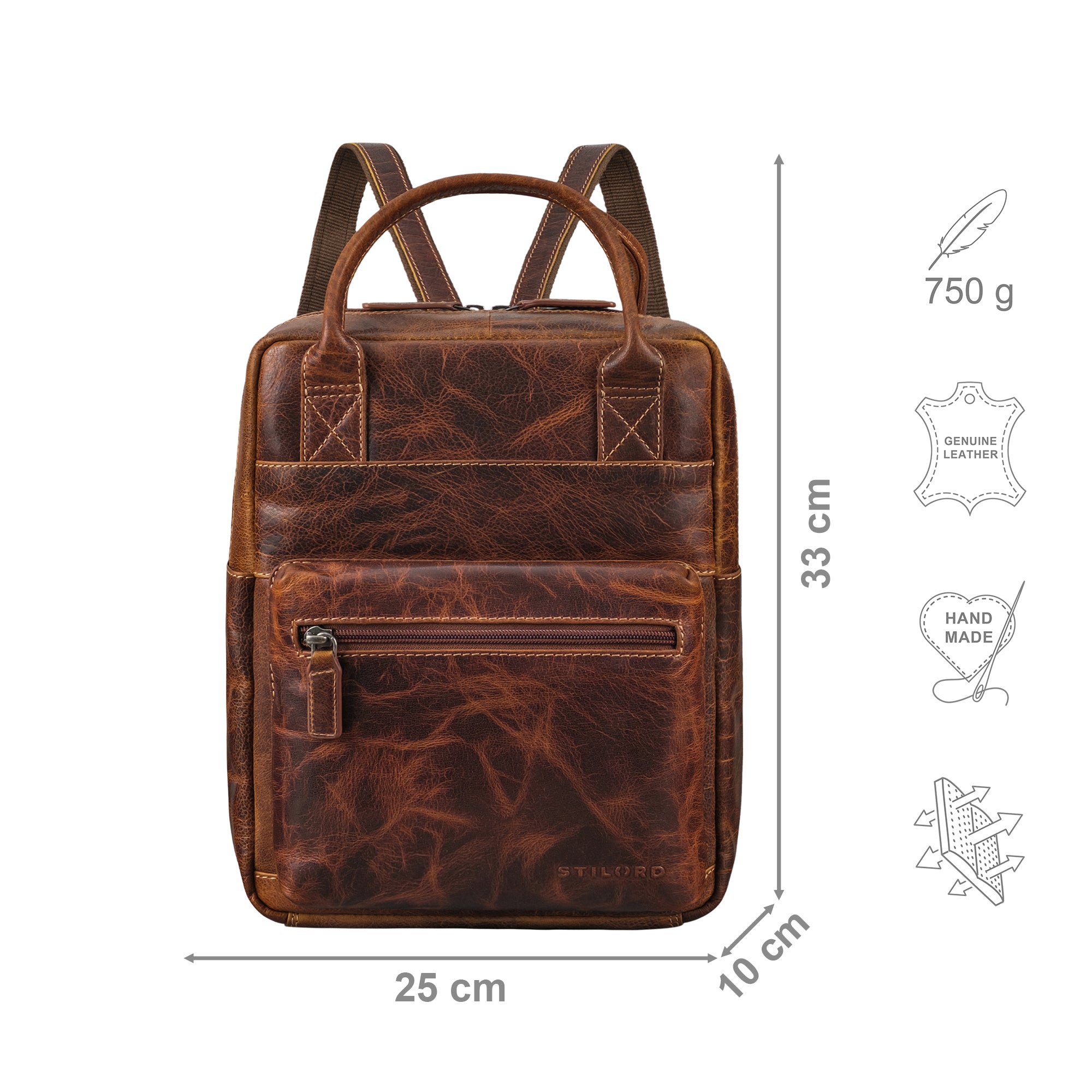 damen rucksack echt leder  braun