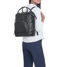 Lederrucksack Damen schwarz