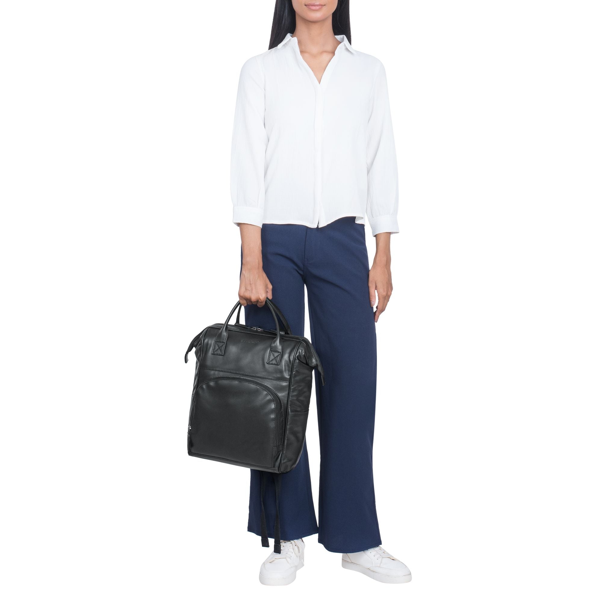 Lederrucksack Damen schwarz