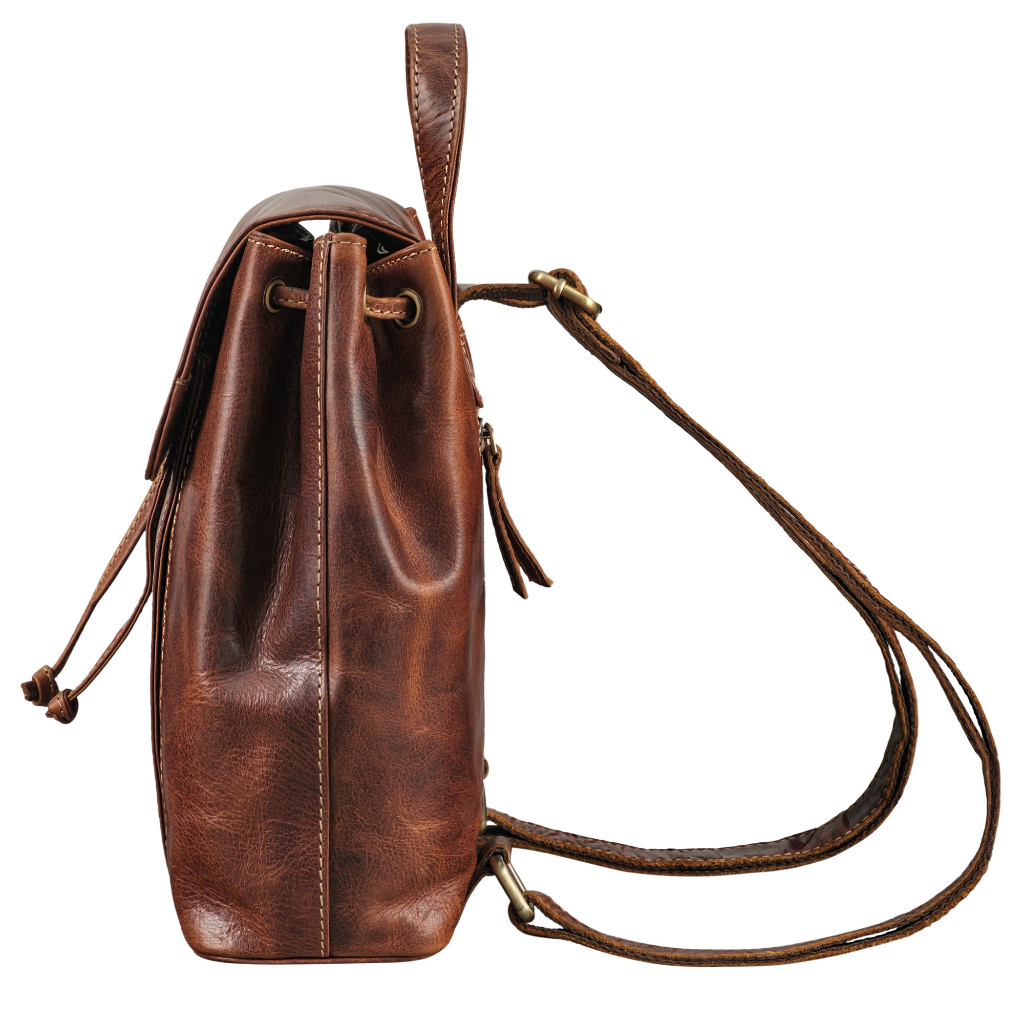 flacher Rucksack für Damen aus Leder