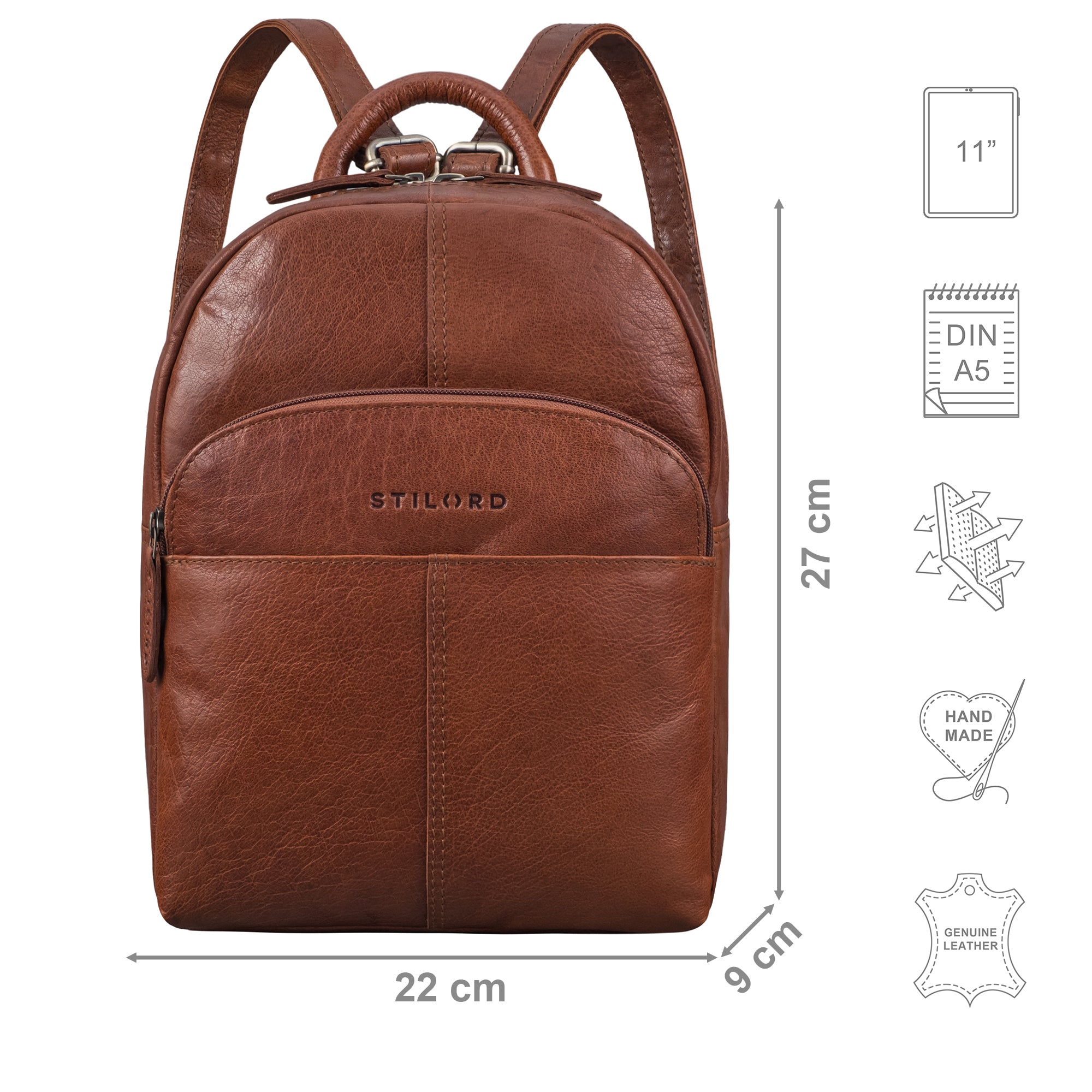 leder frauen rucksack cognac modern