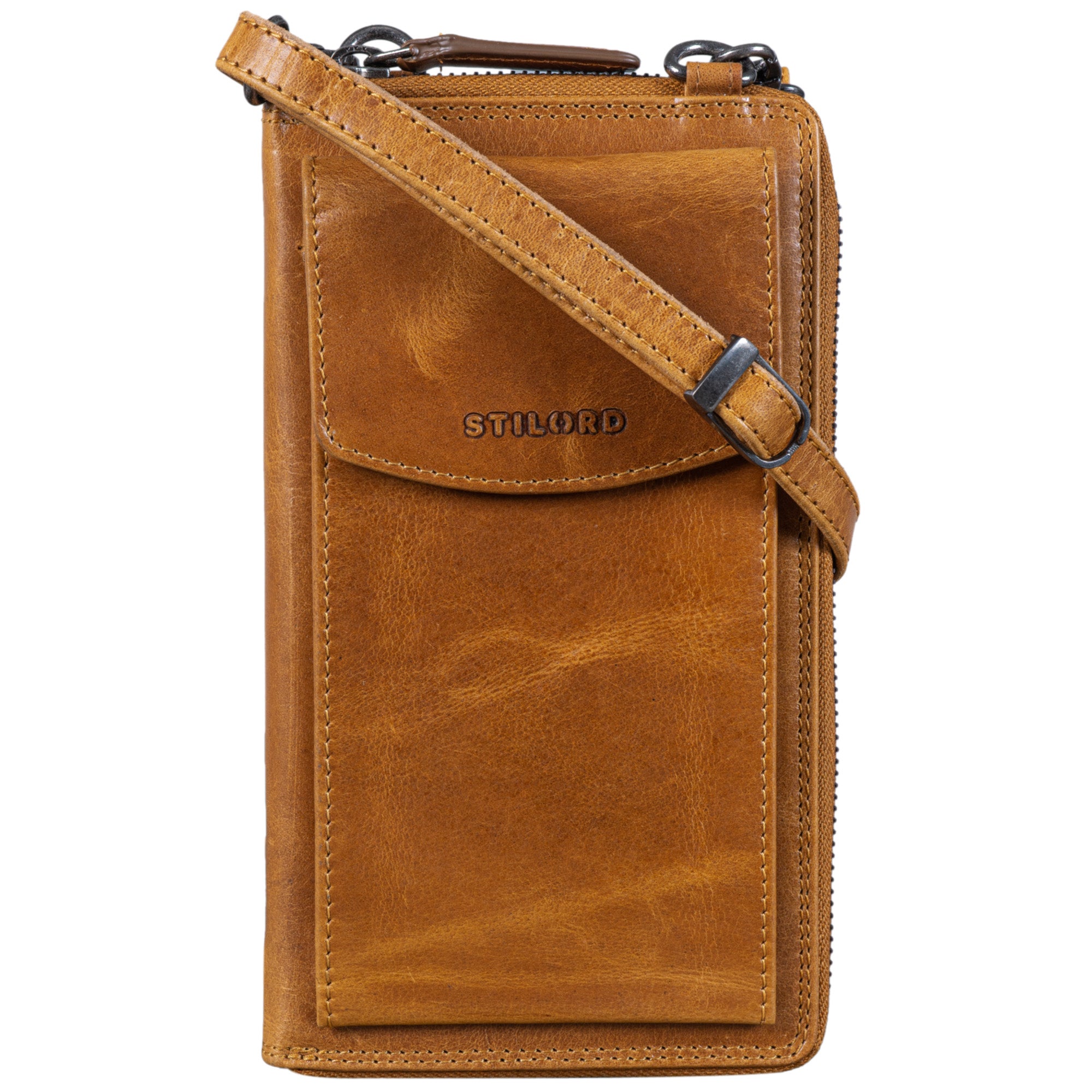 Clutch Damen Leder Gelb braun