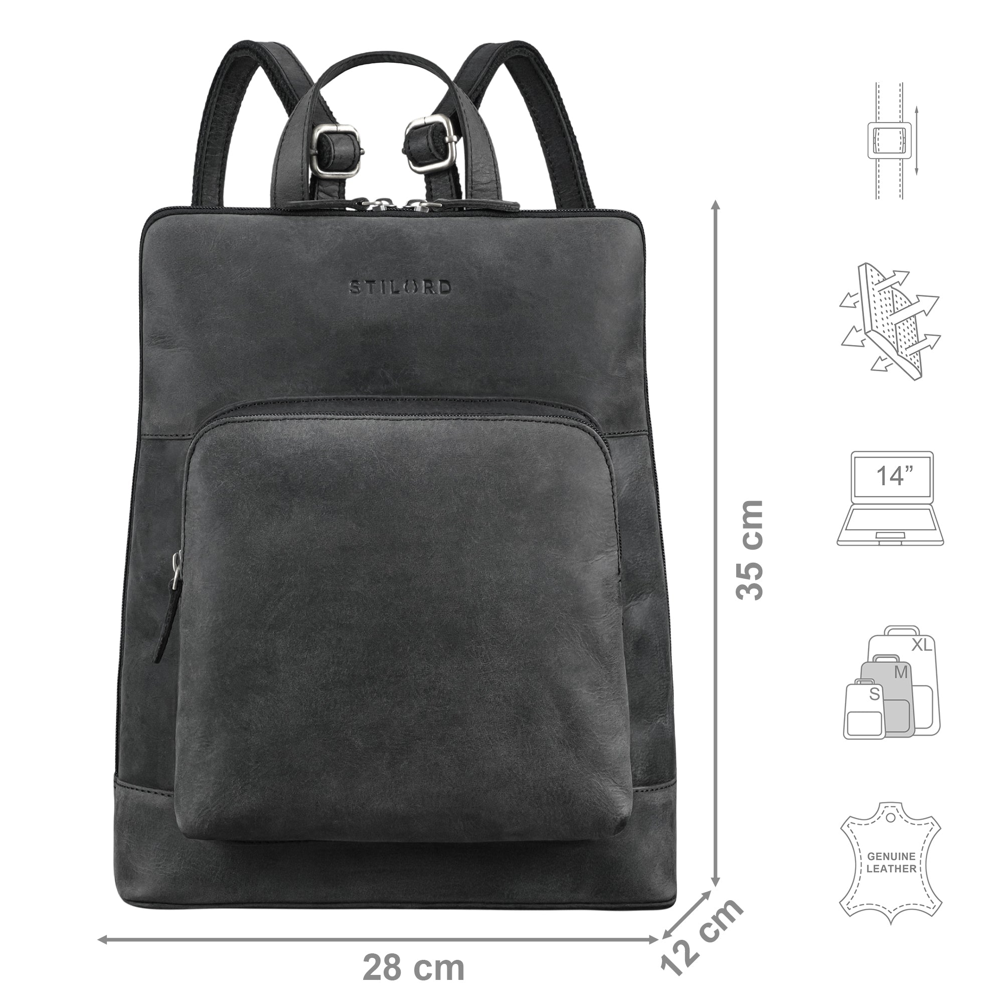 Leder Rucksack Grau Damen