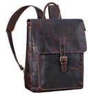 Großer Vintage Echt Lederrucksack Damen mit vielen Fächern und Laptopfach 15.6 Zoll cognac dunkelbraun
