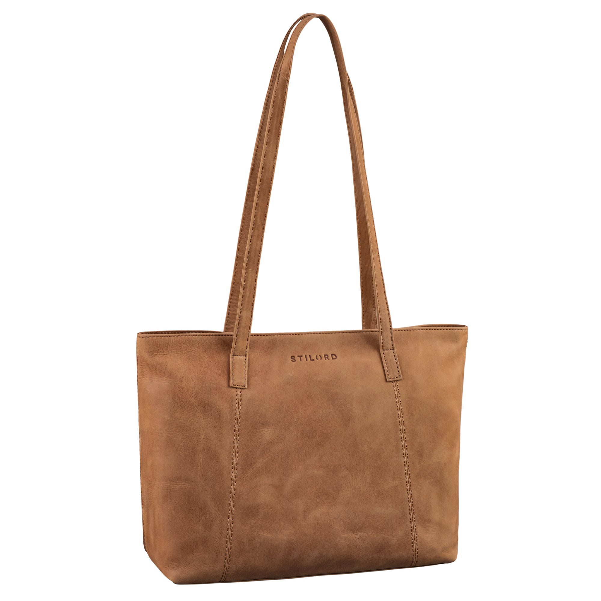 Damen Große Shopper Tasche Leder Braun