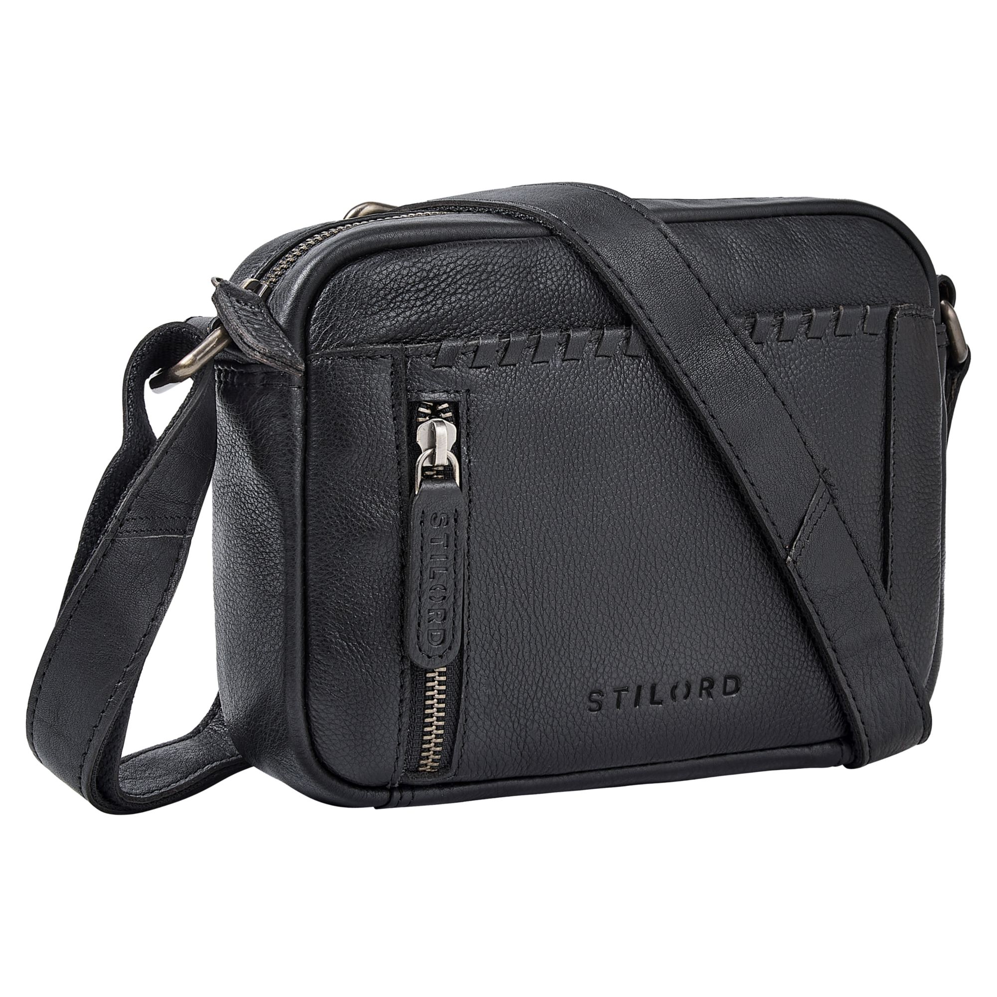 damen handtasche crossbody leder boho schwarz klein