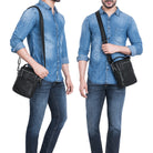 leder umhänge tasche herren schwarz