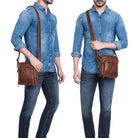 leder herrenumhängetasche klein braun