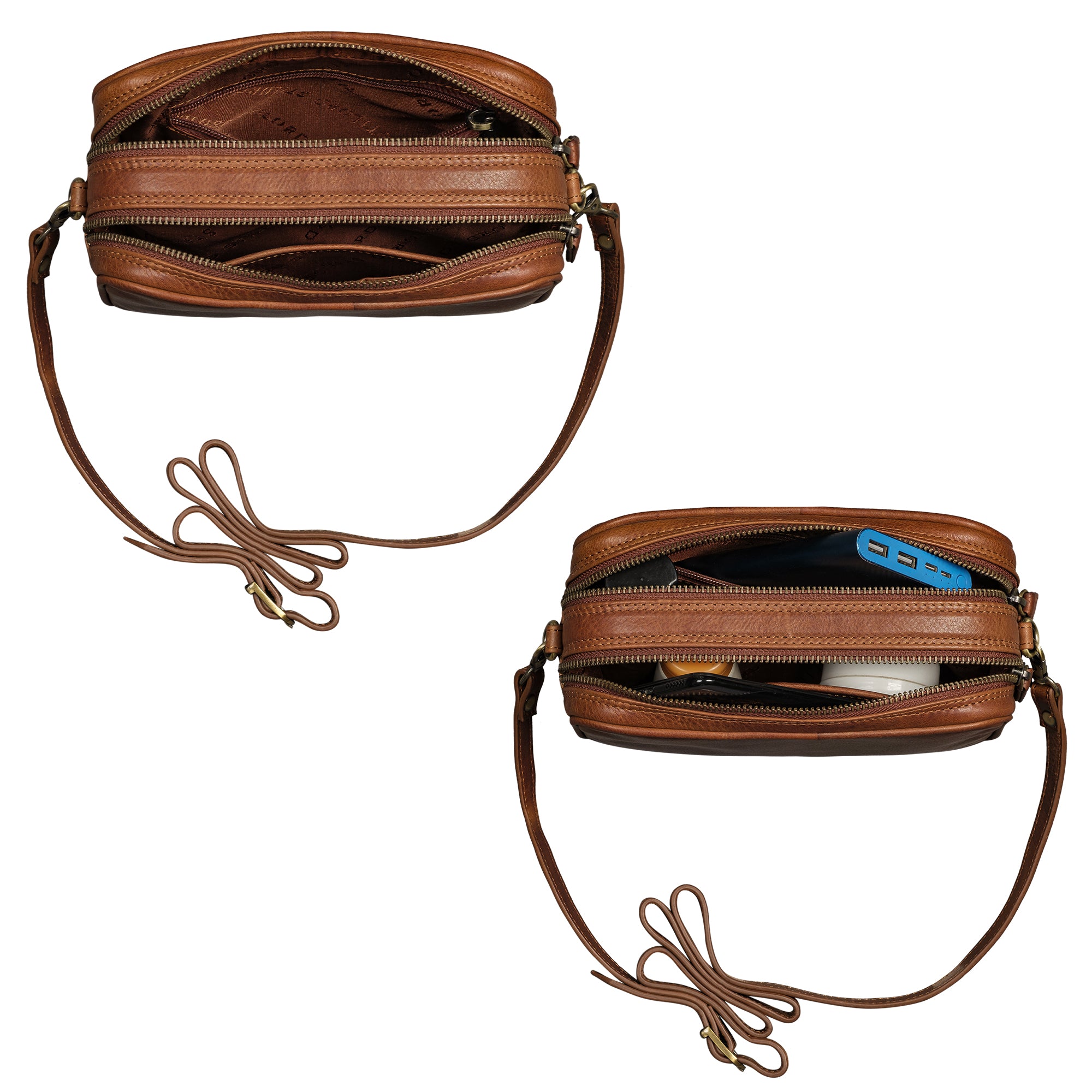 Crossbody Bag braun Damen Leder