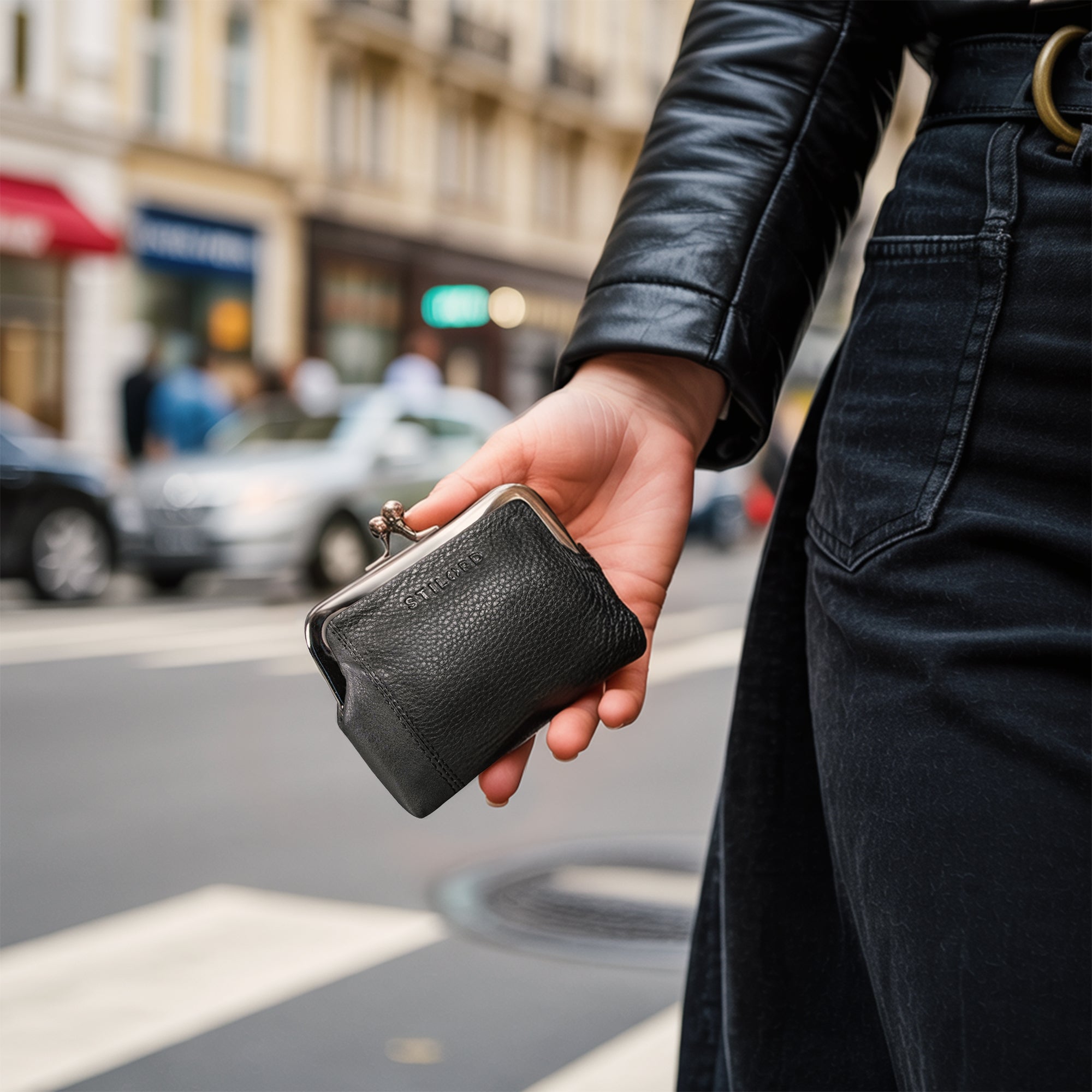 kleine geldbörse mini damen leder schwarz