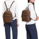 kleiner damenrucksack leder elegant braun