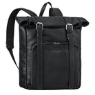 leder rucksack rolltop laptop damen schwarz