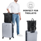 echt leder laptop rucksack rolltop schwarz