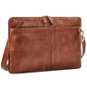 Schlanke Vintage Laptoptasche 15.6 Zoll Leder Cognac mit abnehmbaren Schultergurt