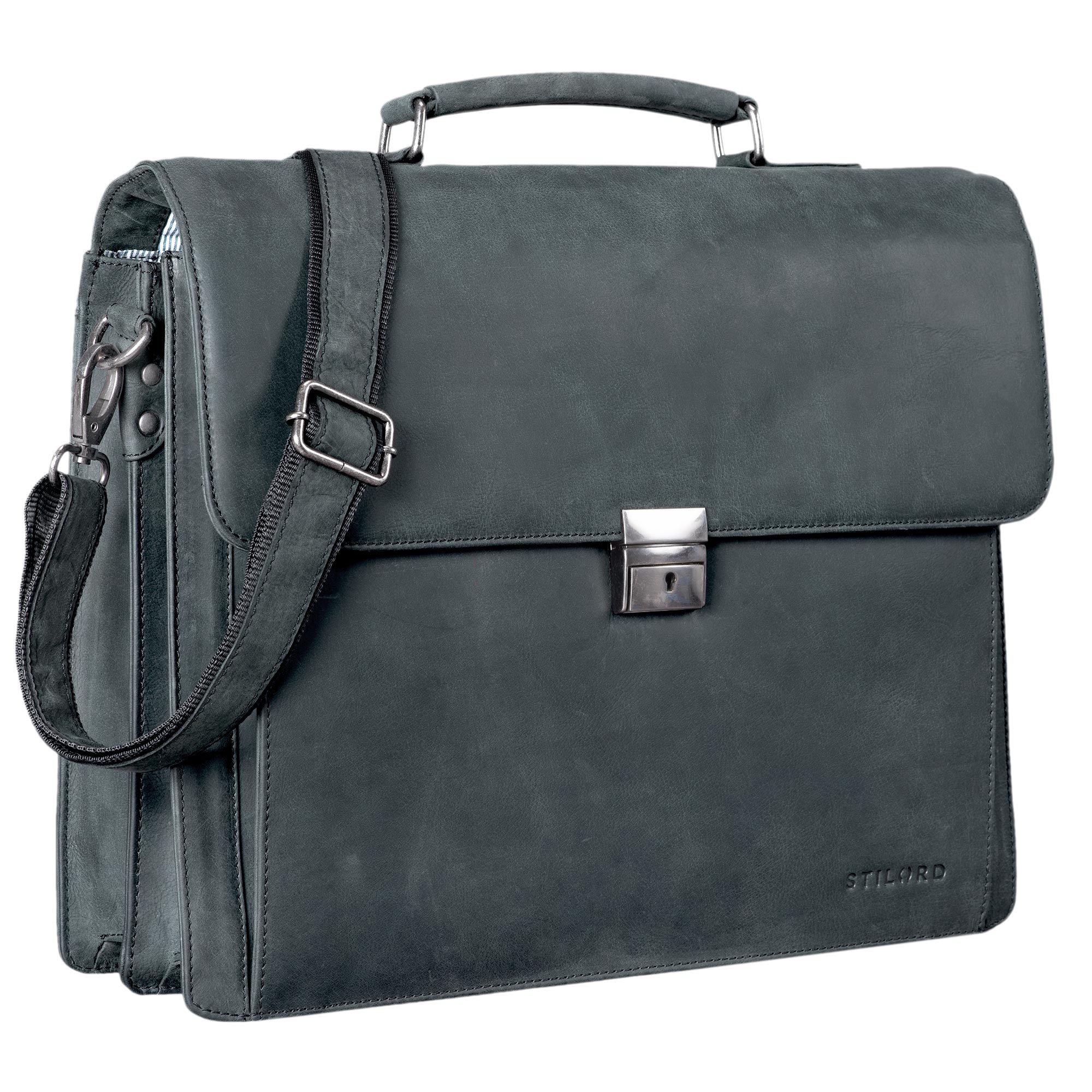 große bürotasche leder schwarz