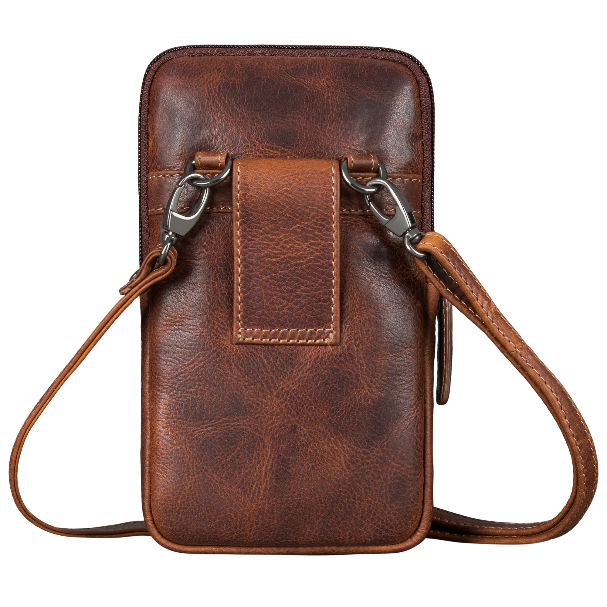 Leder Brustbeutel Damen Herren mit Gürtelschlaufe